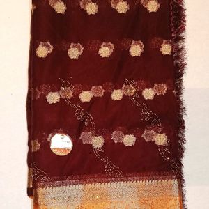 Chocolate With Orange Colour Sari