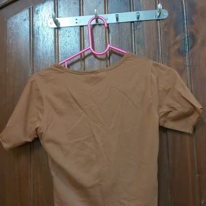 Brown Ruched Crop Top