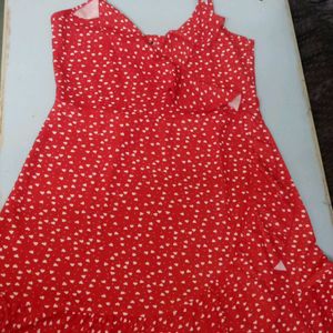 Heart Print Ruffled Mini Dress