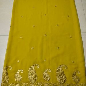 Limegreen With Golden Saree