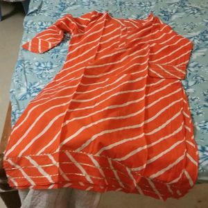 Orange Lehriya Kurti Like New