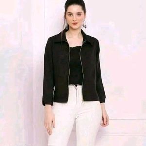 zipper front casual jacket