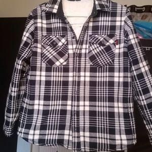 Checked Asymmetric Cologer Open Front Jacket