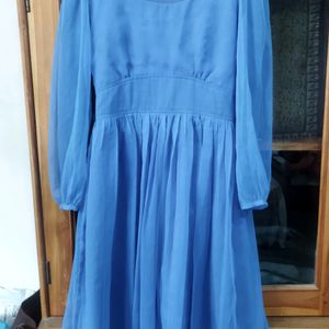 Stitched blue long dress