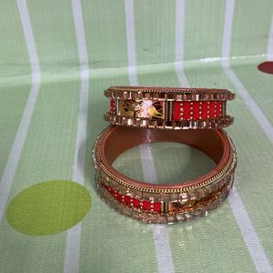 Red Set Of 2 Bangles