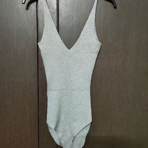 Bershka Silver Sparkly Bodysuit