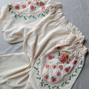 New Embroidery Premium Off Shoulder Cream Blouse