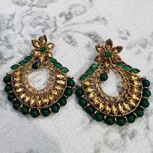 Golden And Green Earrings