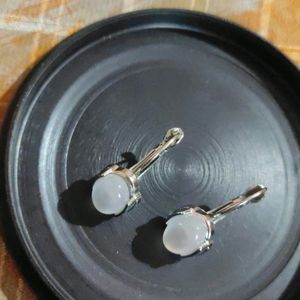 White Stoned Ring Earrings