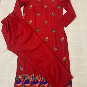 Blood Red Kashmiri 2pc Suit Pant