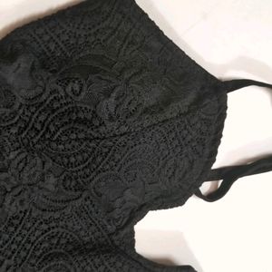 Imported Black Lace Assymetrical Padded Top🖤