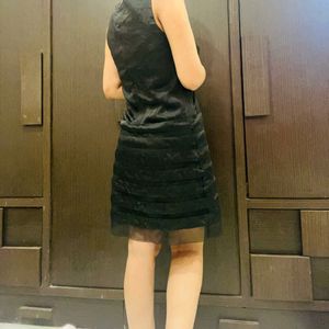 GAP Satin Black Ruffle Dress