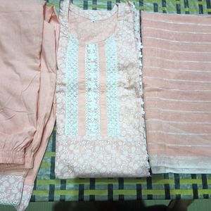 Pure Cotton Afghani Kurta Pant Dupatta Set