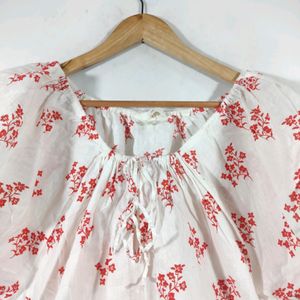 H&M White Printed Western Top (Women)