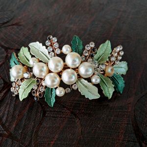 Pearl & White Stone Studded Hair Clip