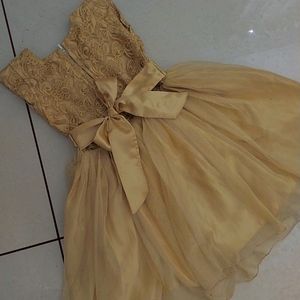 Golden color elegant frock for 8 -10 years Old Kid