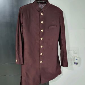 Men Dark Mauve Indo-Western Jacket