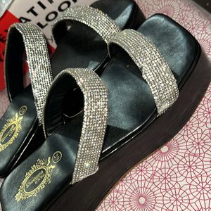 Shoetopia Black Emblished Wedges