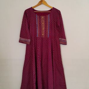 Dark Purple Printed Kurta (Women's)