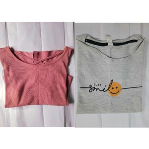 2 Crop T-Shirt Tops Combo With Freebie