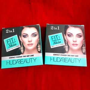 Brand New 2pieces Set Of Huda Beauty 2in1 Compact