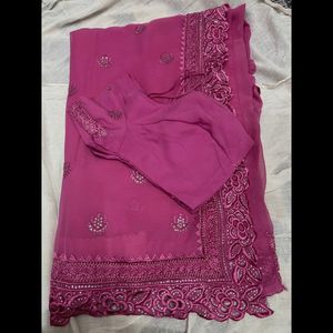 Pink Chiffon Party Saree