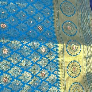 Heavy Banarasi Silk Saree..with 2 Blouses