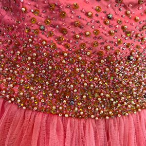 Pink Heavy Embellished Multinlayered Ball Gown