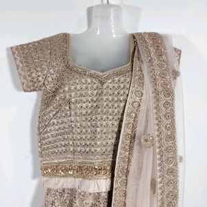 Mauve Net Embellished Bridal Lehenga (Women)