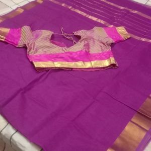 Cotton Saree With Stitched Blouse❤️