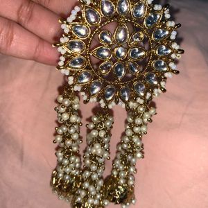 Kundan With Pearls Jhumka Earrings