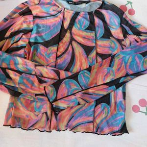 Abstract Printed Fitted Crop top