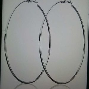 Large Size Hoop earrings (Colour -- Silver)