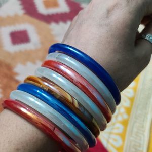 Set Of 8 Colorful Glass Bangles