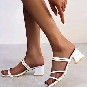 White Block Heel Sandal For Women