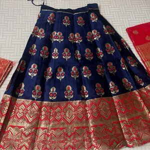 Navy Blue Banarasi Silk Lehanga Choli