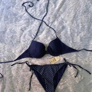 Branded Knotted And Padded Schiffli Bikini