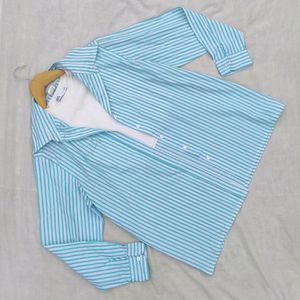 Sea Green Striped Oversized Shirt