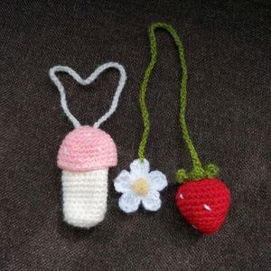 🍓  & 🍄  Lip Balm Holder Bag Charm Combo