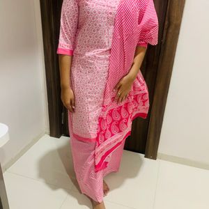 Full Pink Dress With Dhupatta