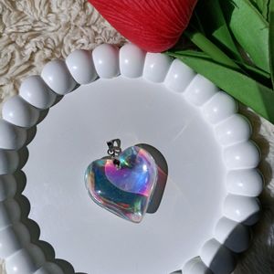 Rainbow Chunky Glass Heart Pendant Charms ❤