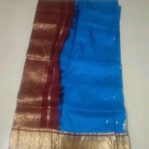 Blue Maroon Kanjivaram Silk Saree