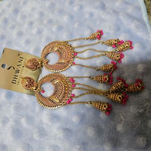 Pink Pearl Jhumki Earrings for Women