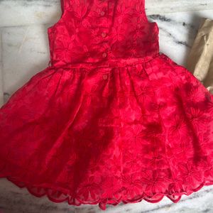 Red Embroidery Frock 3-4 Years