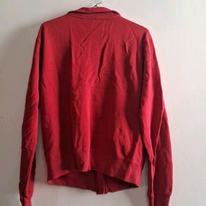 Red Zipped Oversized Hoodie