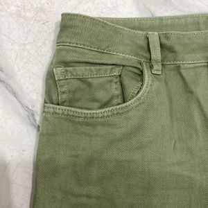 Olive Green Straight Fit jeans