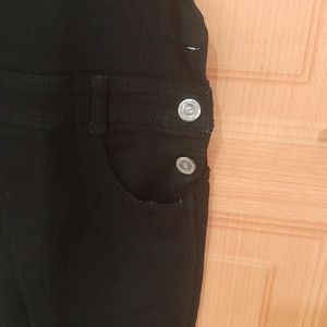 Black Denim Dungree Pants.