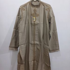 Kurta Chudidar Set (Beige With Handwork)