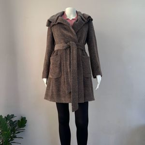 Fluffy Brown Wrap Coat