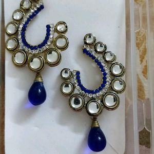 Royal Blue Kundan Earrings